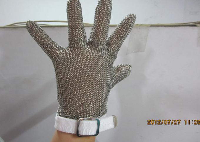 El guante blanco del corte de Chainmail del tamaño de S, guantes de la seguridad de la malla metálica cortó resistente